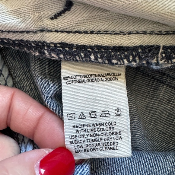 Women's Free People Blue Jean Shorts Distressed High-Waisted Beach Mini Size 30 - Picture 6 of 7